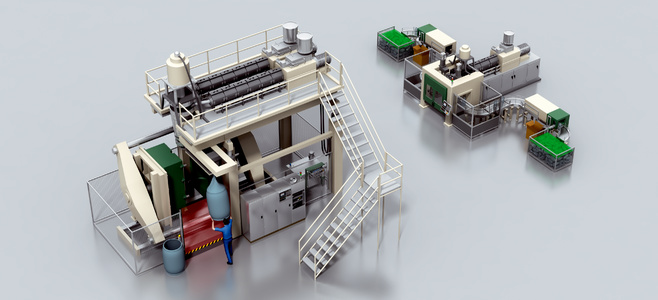 Extrusion line for hollow bodies
