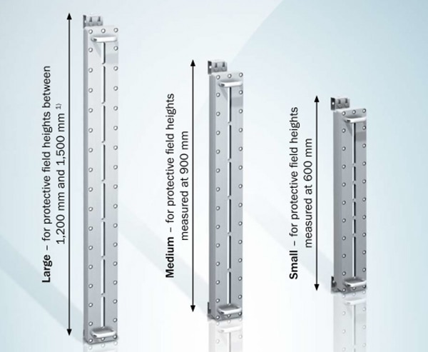 The rugged aluminum explosion-proof enclosure is available in three different lengths. This enables protective field heights of 600 mm, 900 mm 1,200 mm and even 1,500 mm (only with detec4 Core)