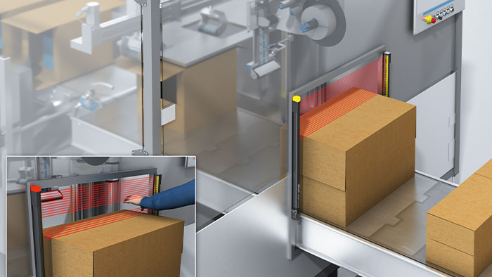 deTec4 can distinguish between people and materials and detect unsealed parcels. 