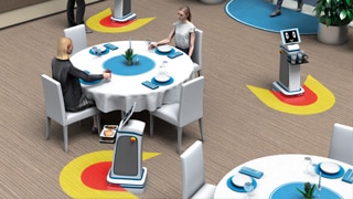 Protection and localization of service robots in a restaurant