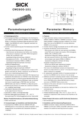 CMC600-101 Parameter Memory