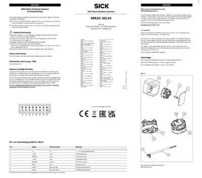 SEK34, SEL34 Motor feedback system rotary HIPERFACE®