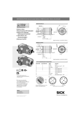 Absolute encoders ATM60 DeviceNet, Servo flange