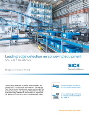 Leading edge detection on conveying equipment