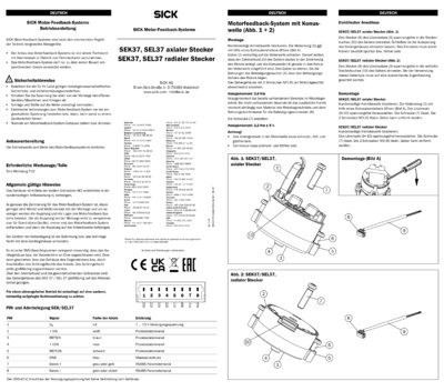 SEK37, SEL37 AXIAL CONNECTOR Motor feedback system rotary HIPERFACE®